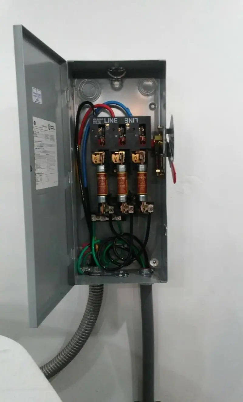 Three-phase disconnect switch installed for Electrical Wiring & Rewiring in Linton Hall